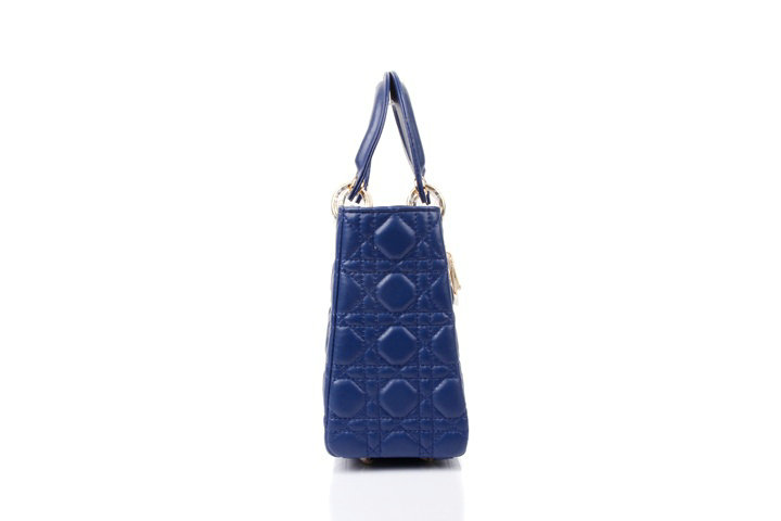 lady dior lambskin leather bag 6322 blue with gold hardware